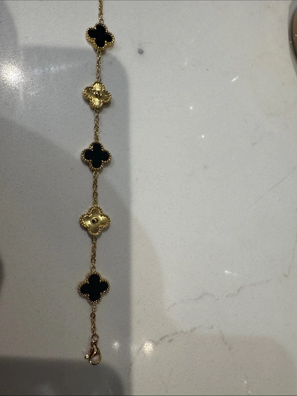 Gold and Black Clover Bracelet - Women Jewelry